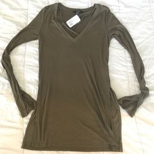 F21 Olive Green Side Slit Tunic Top Size Small